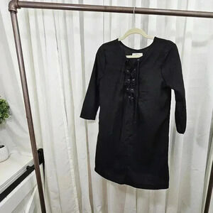 Abercrombie and Fitch Women's S Black 3/4 Sleeve Shift Dress with Lace Up Front